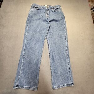 Lee Jeans Womens 10 Blue‎ Relaxed Straight Leg Mom Distressed Stretch Denim